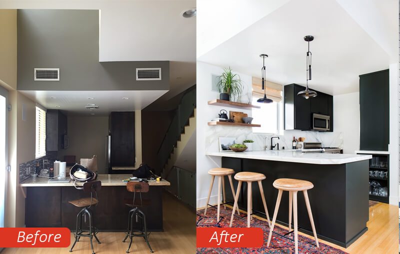 Black and white kitchen transformation