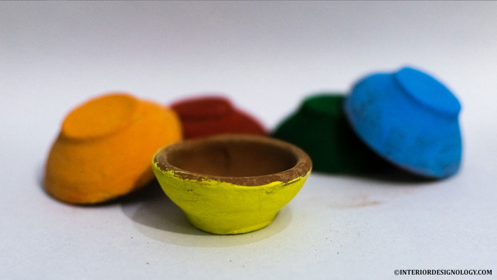 Colourful Diwali Diyas, simple Diya decoration