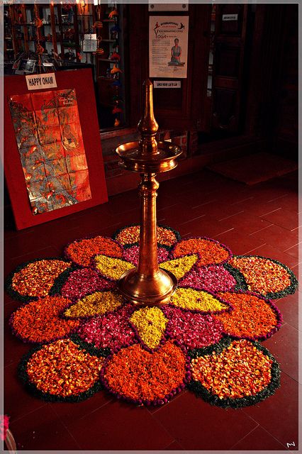 Flower Rangoli for Pooja Room