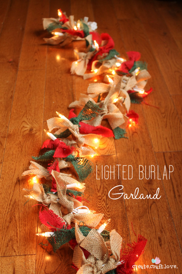 DIY Lighted Burlap Garland For Christmas