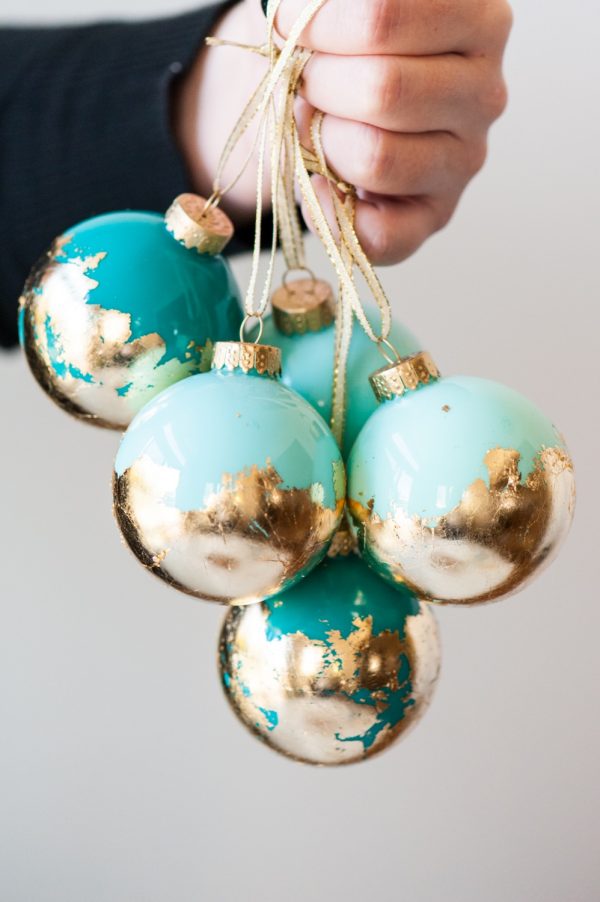 DIY Painted Gold Leaf Ornaments