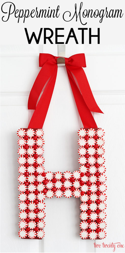 DIY Peppermint Monogram Wreath