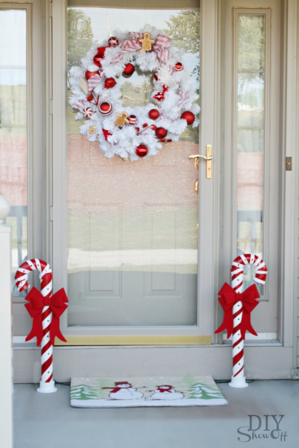 Lighted PVC Candy Canes DIY Christmas Home Decor