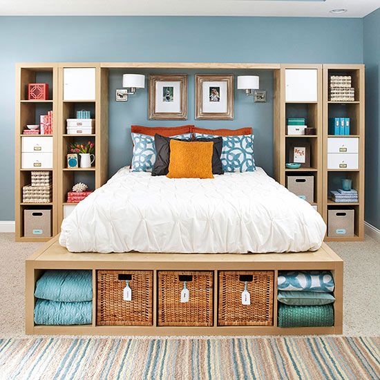 bed and headboard storage ideas